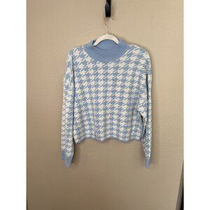 Divided‎ Womens Blue White Sweater Large long sleeve round neck acrylic pullover